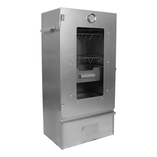 Grafner XL Räucherofen, 3 Etagen Smoker mit Sichtfenster und Thermometer, 12 S-Haken, legierter Stahl für Heiß- und Kalträuchern von Fisch, Fleisch, Käse und Gemüse