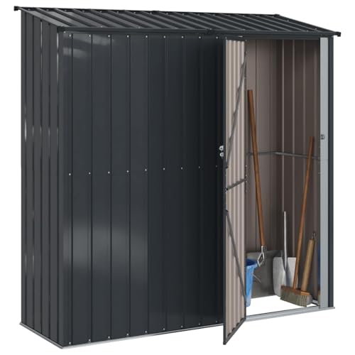 vidaXL Gartenhütte Metall Anthrazit 203,5 x 73 x 200 cm, wetterfester Garten- und Terrassen-Speicher mit viel Stauraum für Werkzeuge, einfach zu montieren