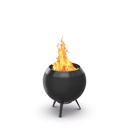 höfats Moon 45 All Black, Feuerschale mit niedrigem Fuß, raucharmer schwarzer Feuerkorb mit Holzvergaser-Technologie und 360°-Luftzirkulation, ⌀ 45 cm