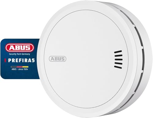 ABUS Rauchmelder Prefira 5, zertifizierter Rauchwarnmelder mit 5-Jahres-Batterien, Fehlalarm-Reduzierung, großer Prüftaste und Verschmutzungskompensation