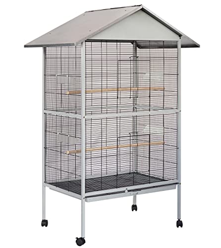 Dehner Vogelvoliere Hammer Blow, ca. 90 x 176 x 60 cm, Metall, grau