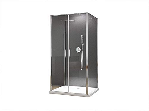 BuyLando Nora U Form Duschkabine 90x80x90 cm, Klarglas, Höhe 195 cm, 2-türige Einstiegsmöglichkeit, bodeneben oder mit Duschwanne montierbar