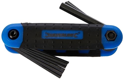 Silverline Klappbarer Innensechskantschlüsselsatz, Chrom-Vanadium-Stahl, 9 Zollgrößen, mit Kunststoffgriff