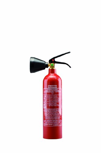 Gloria Kohlendioxid-Feuerlöscher, Alu-Behälter mit Druckhebelarmatur, 2kg, Brandklasse B, Leistung 34B, mit Drahthalterung