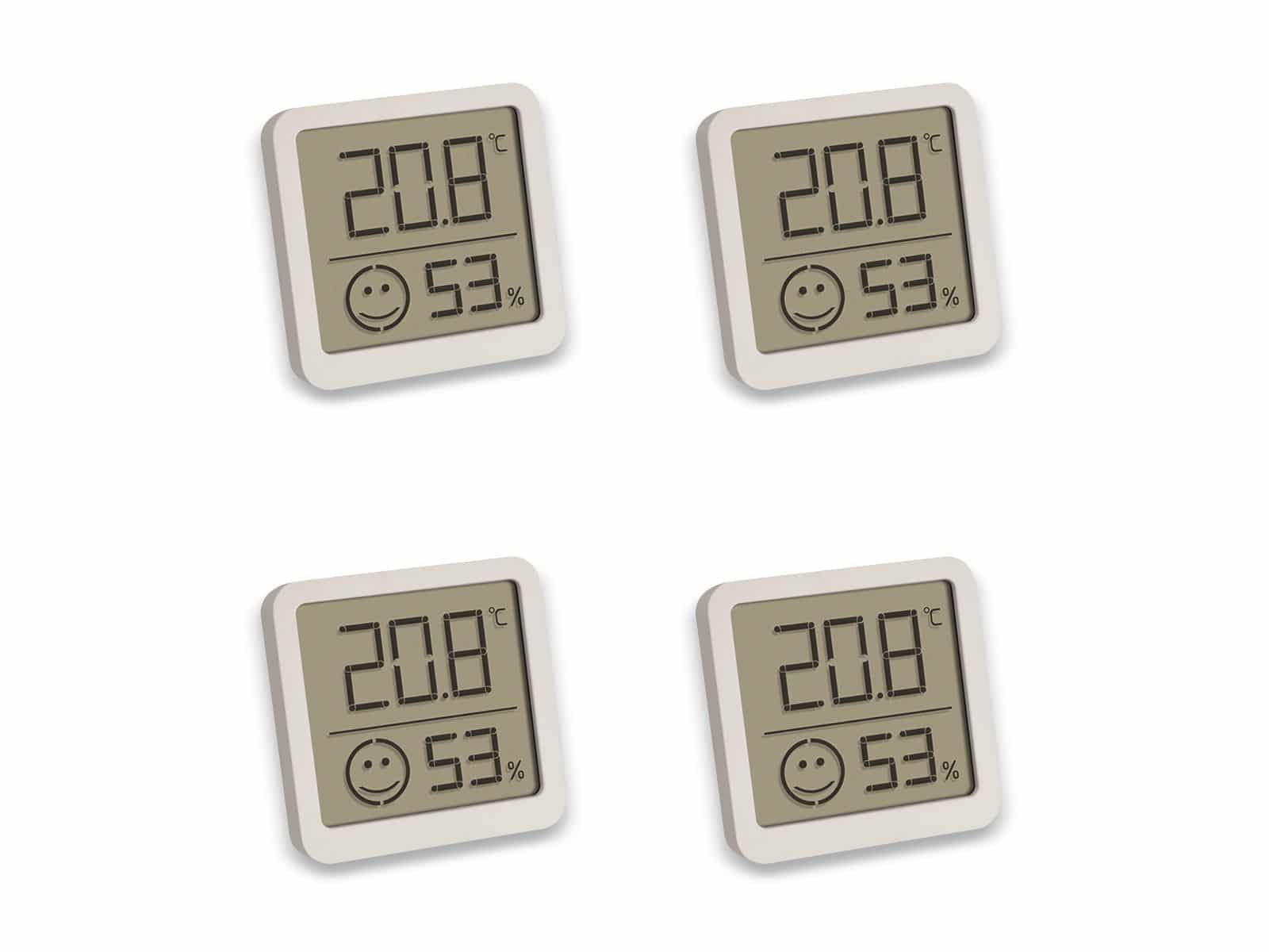 TFA Dostmann 4er Set Digitales ThermoHygrometer mit Komfortzone Thermo
