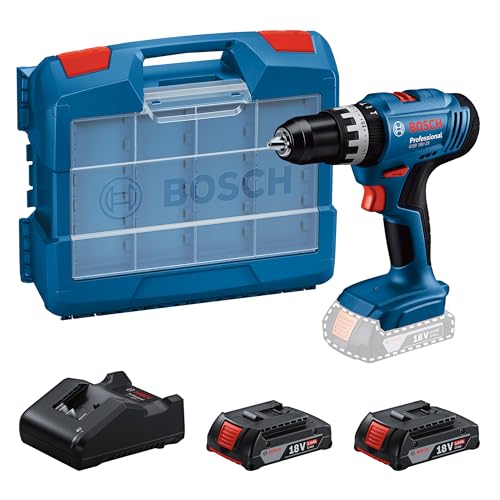 Bosch Professional GSB 18V-25, Akku-Schlagbohrschauber mit 2x 2 Ah Akku und Ladegerät, vielseitig einsetzbar für Holz, Mauerwerk und Metall