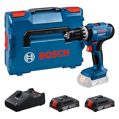 Bosch Professional GSB 18V-25, Akku-Schlagbohrschauber mit 2x 2 Ah Akku, Ladegerät und L-BOXX
