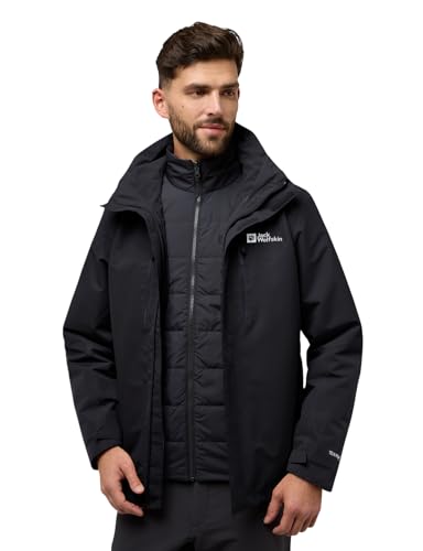 Jack Wolfskin Jasper 3in1 Jkt M, Herren Arbeitsjacke, wasserdicht, Primaloft® Wärmeschutz, Schwarz, XXL