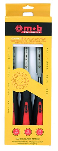 Peddinghaus Handwerkzeuge Stechbeitelsatz 3-teilig, 10/15/20 mm, 998901 - Mit 4-Komponentenheft und ergonomischem Griff, Chrom-Vanadium-Stahl