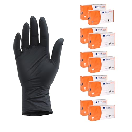 ABENA Nitrilhandschuhe M, 1000 Stück – Einmalhandschuhe Schwarz, puderfrei, latexfrei, lebensmittelsicher, reißfest & griffig für vielseitigen Einsatz