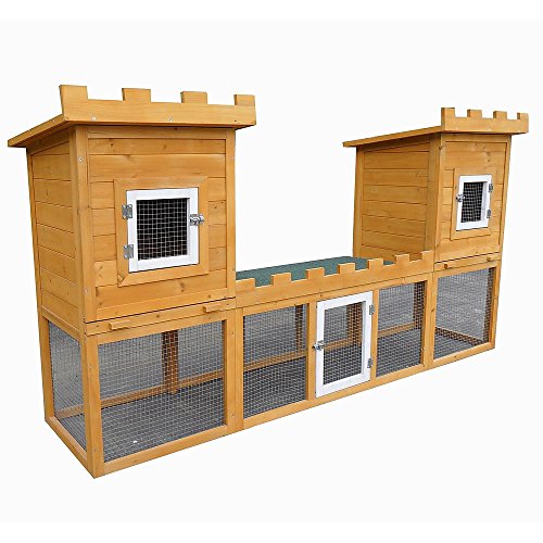 Melko Kleintierhaus-Schloss mit Freilaufgehege, 192 x 100 x 50cm, aus Holz XXL