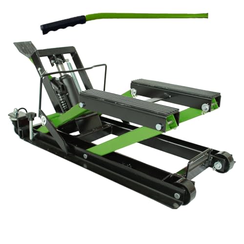 TRUTZHOLM Hydraulikheber Motorradheber 680 kg, stufenlos höhenverstellbar von 120 mm bis 380 mm, mobile Hebebühne mit Ratschen-Spanngurten, vormontiert