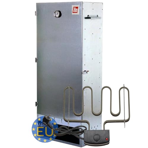ITA Elektrischer Räucherofen 7003, Premium XL Räucherschrank 111 cm aus legiertem Stahl mit Elektroheizung, Smoker für Kalträuchern & Heißräuchern, Made in EU mit Zubehör