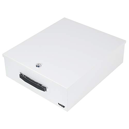 HMF 142-07 Abschließbare XL Dokumentenkassette für Ordner | DIN A4 / B4 | Lichtgrau | Sicher, Robust, Praktisch, Kratzfest