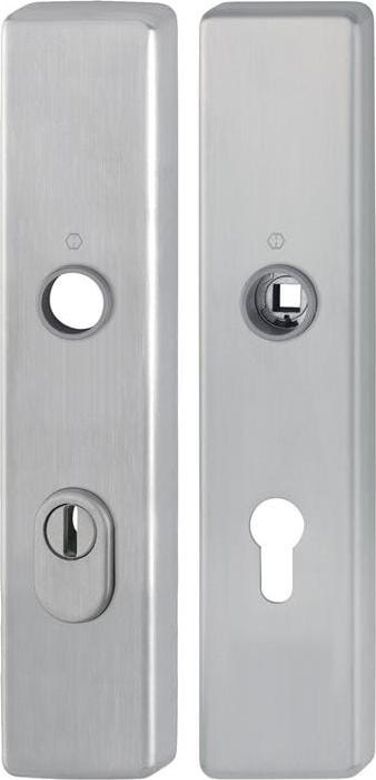 Hoppe Türgriff + Fenstergriff, Langschildpaar E2222ZA/2210 ma F69 PZ 72mm - zertifiziert nach DIN 18257 ES1, passend für Außen-/Wohnungsabschluss-Türen (Türschild)