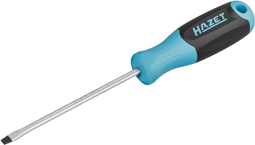 Hazet Schraubendreher 811-55, Schlitz Profil SW 1 x 5,5 mm, Standardlänge 230 mm, Rundklinge, rutschfester 3-Komponenten-Griff, blau