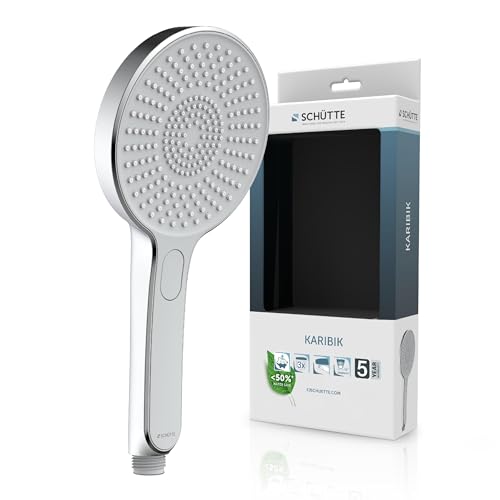 Schütte Handbrause KARIBIK, 3-fach verstellbar mit Antikalknoppen, wassersparend, eckig