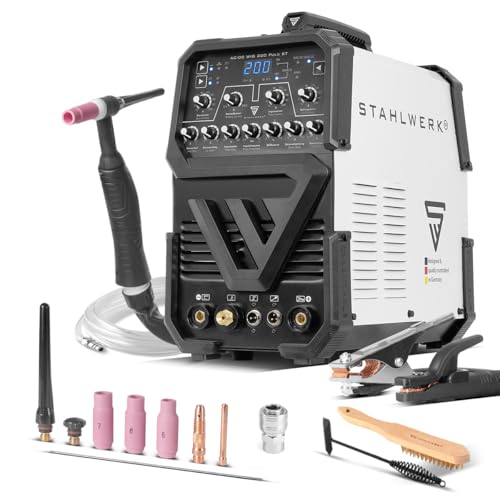 STAHLWERK Schweißgerät ACDC WIG 200 Puls ST, 2-in-1 WIG & MMA, 200A, Aluminium-Modus, IP21S, inkl. Zubehörset