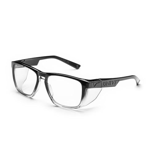 UNIVET Schutzbrille Diamond/After Dark EN 166, Lesebrille klar mit Anti-Kratz Beschichtung, +2 Dioptrien