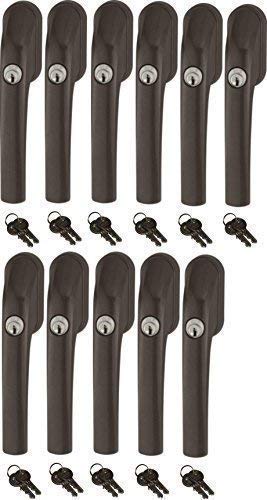 ABUS FG300 abschließbarer Fenstergriff, braun, Set 11 Stück, gleichschließend mit 22 Schlüsseln, Kindersicherung, DIN 18267 Klasse 2