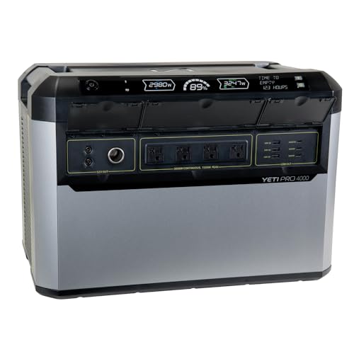 Goal Zero Yeti PRO 4000, Tragbare Power Station mit 4000 Wattstunden LiFePO4 Akku, erweiterbares Backup-System für Innen- und Außenbereich, Militärstandard 801H zertifiziert