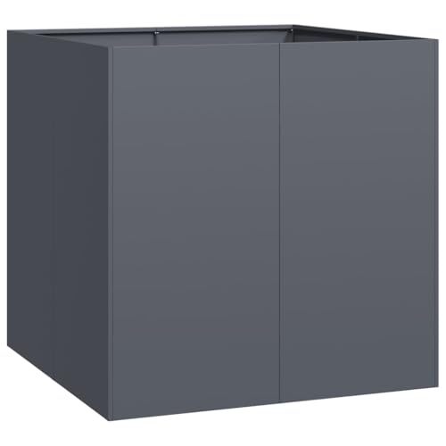 vidaXL Pflanzgefäß Anthrazit 80x80x80 cm Stahl, Pflanzschale mit viel Platz, erhöhte Stabilität und modernem Design