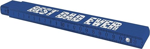 TOX 09969004/T Zollstock 2m in blau Aufdruck Best Dad Ever-Gliedermaßstab mit Winkelmessfunktion, Buchenholz, farbige Dezimalzahlen, Genauigkeitsklasse III