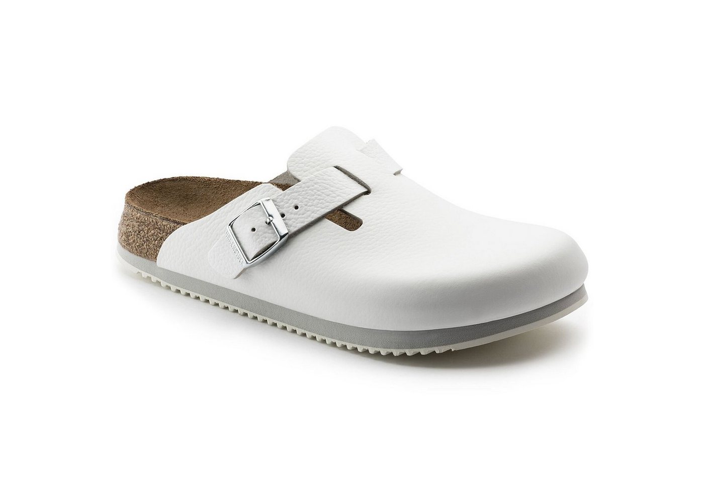 Birkenstock Professional Geschlossener Lederschuh Boston in Schwarz - Pantolette mit bequemem Fußbett aus Kork und rutschfester Eva-Sohle