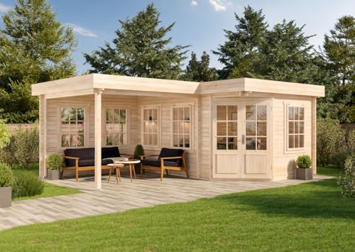 Alpholz Gartenhaus 5-Eck Pepe, BxT: 618x462 cm, großzügiges Vordach, lichtdurchfluteter Innenraum - Preisvergleich