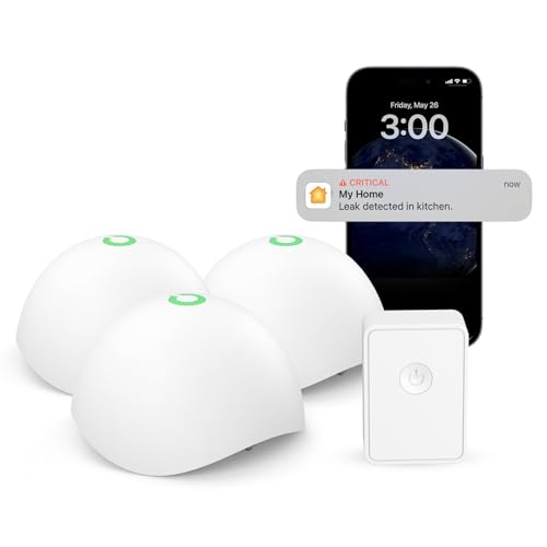 Meross Smart Wassermelder 3er Set, WLAN Wassersensor für HomeKit mit IP67, 60dB Alarm, ideal für Küche, Badezimmer und Keller