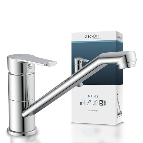 Schütte Spültischarmatur Main, Wasserhahn mit Wassersparfunktion, 360° schwenkbar, Chrom, Hochdruck