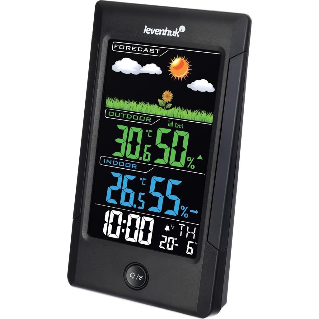 Levenhuk Wezzer Teo TH40, Thermohygrometer und Wetterstation, präzise Temperatur- und Luftfeuchtemessung, Schwarz