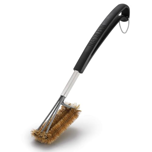 Napoleon Messing Grillbürste dreireihig, Reinigungstool mit Kunststoffgriff für Gussroste, 53 x 9 x 10 cm