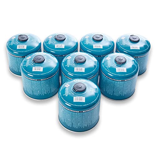 TOM Gaskartuschen CG-500, 8 x 500g Butan Propan Gas mit Sicherheits-Schraubventil – ideal für Campingkocher und Outdoor-Aktivitäten