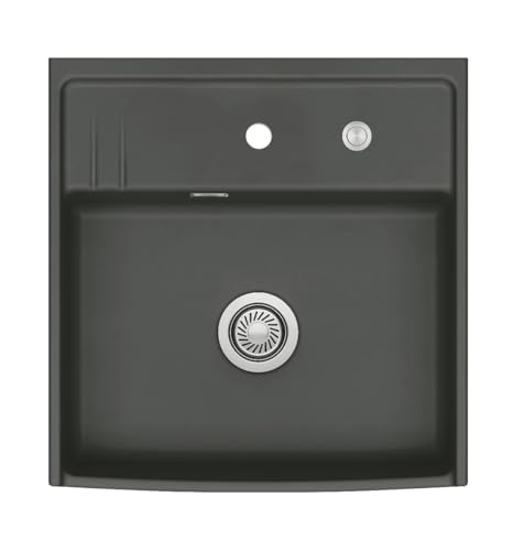 Systemceram KeraDomo Elementspüle KENTRO 60 SCHIEFER für AP-Tiefe 60 cm - Excenterbedienung/Keramikspüle