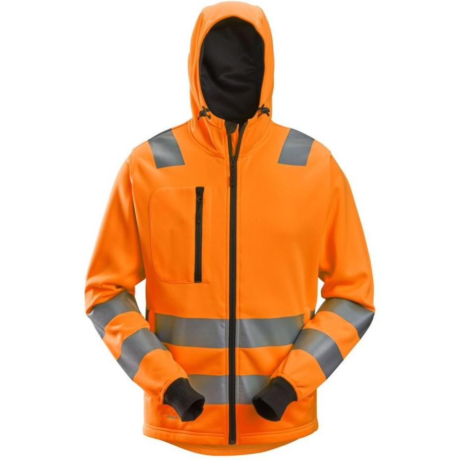 Snickers Workwear 80395500008 AllroundWork High-Vis Hoodie, Arbeitsjacke mit Reißverschluss, Klasse 2/3, orange, XXL