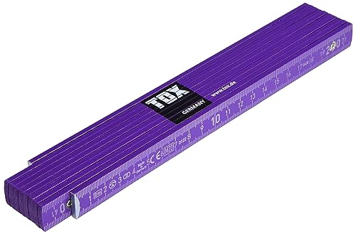 TOX Zollstock 2m in lila - Meterstab aus Buchenholz mit Winkelmessfunktion und farbigen Dezimalzahlen