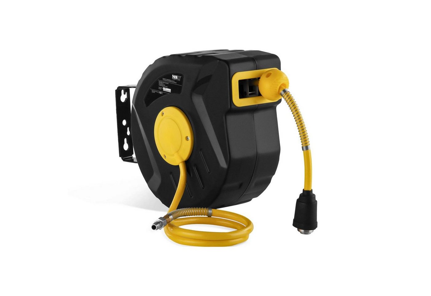 MSW Schlauchtrommel Druckluftschlauch Aufroller Schlauch Automatik Schlauchtrommel 10m, automatische Aufroll-Automatik, 180° drehbar, 8 bar, weiß