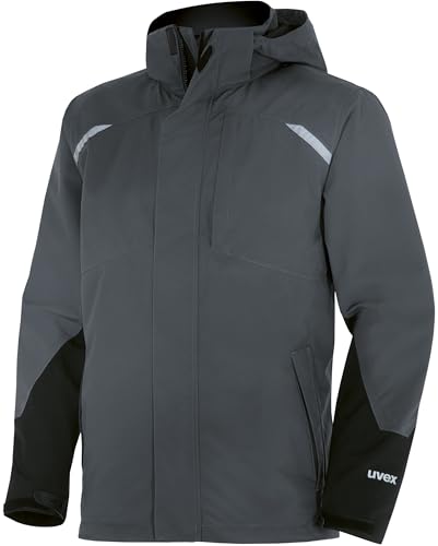 Uvex Safety uvex suXXeed craft Wetterjacke, 3-in-1 Arbeitsjacke, atmungsaktiv, wasserdicht, grau-anthrazit, 6XL
