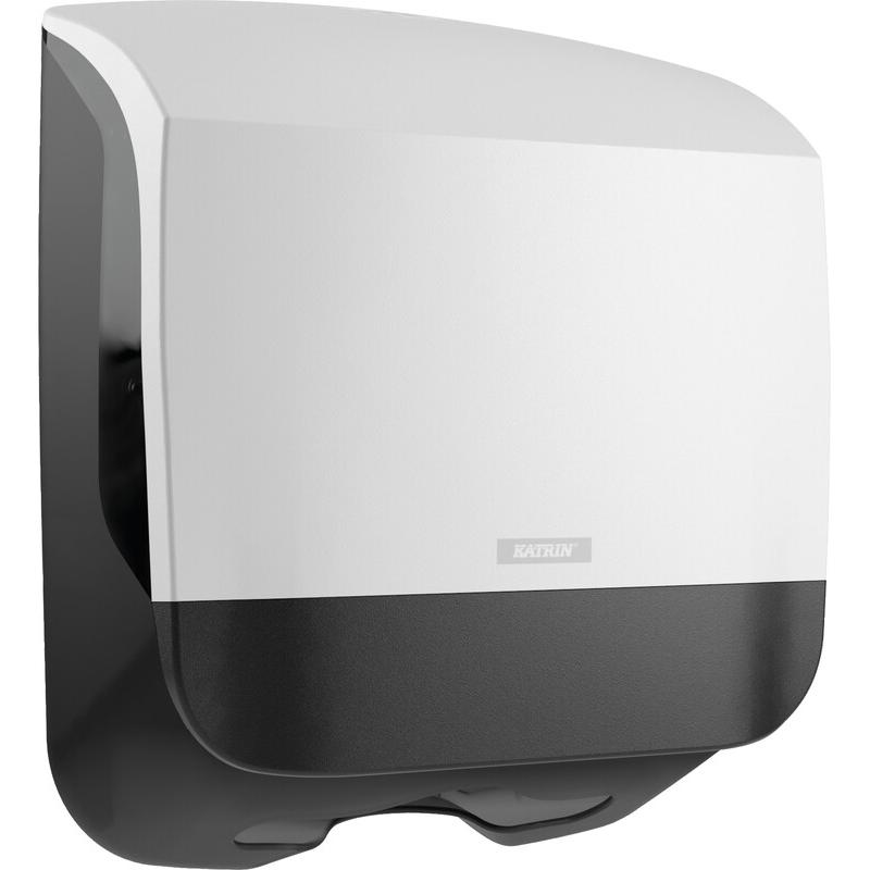 Katrin Papierhandtuchspender 88942, Nachfüllbarer Kunststoffspender in Weiss für Falthandtücher bis 210 mm
