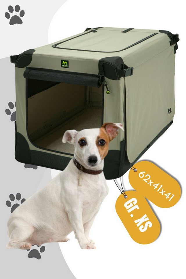 MAELSON Hunde-Transportbox Soft Kennel faltbare Hundebox / Tier Transportbox Beige, 5 verschiedene Größen, wasserabweisendes Nylon, stabiler Stahlrahmen