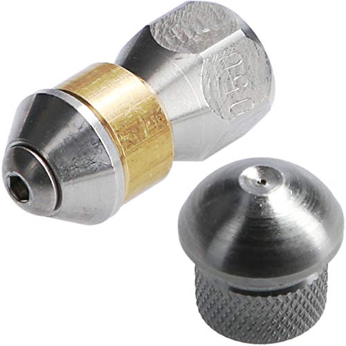 McFilter | Rohrreinigungsdüse für Hochdruckreiniger, starr (3+1 x 0,8 mm - 050) + rotierend (3 x 0,8 mm - 050), Einlass 1/8" IG