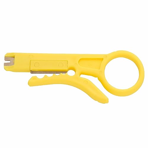 PremiumX Abisolierer XCon CS-5 Universal Kabel Abisolier-Werkzeug CAT 5 6 7 RG 59/6 Telefonkabel Kabelwerkzeug Entmanteler, Gelb