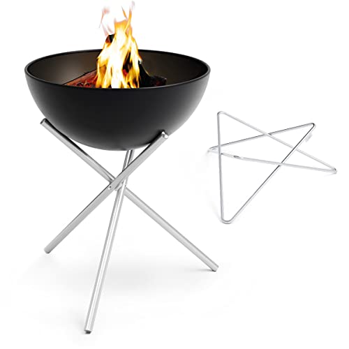höfats Bowl 70 Feuerset Flex - raucharme Feuerstelle mit Plancha Grillplatte und Grillrost - kippbarer Feuerkorb, Stahl emailliert – schwarz, Ø 70 cm