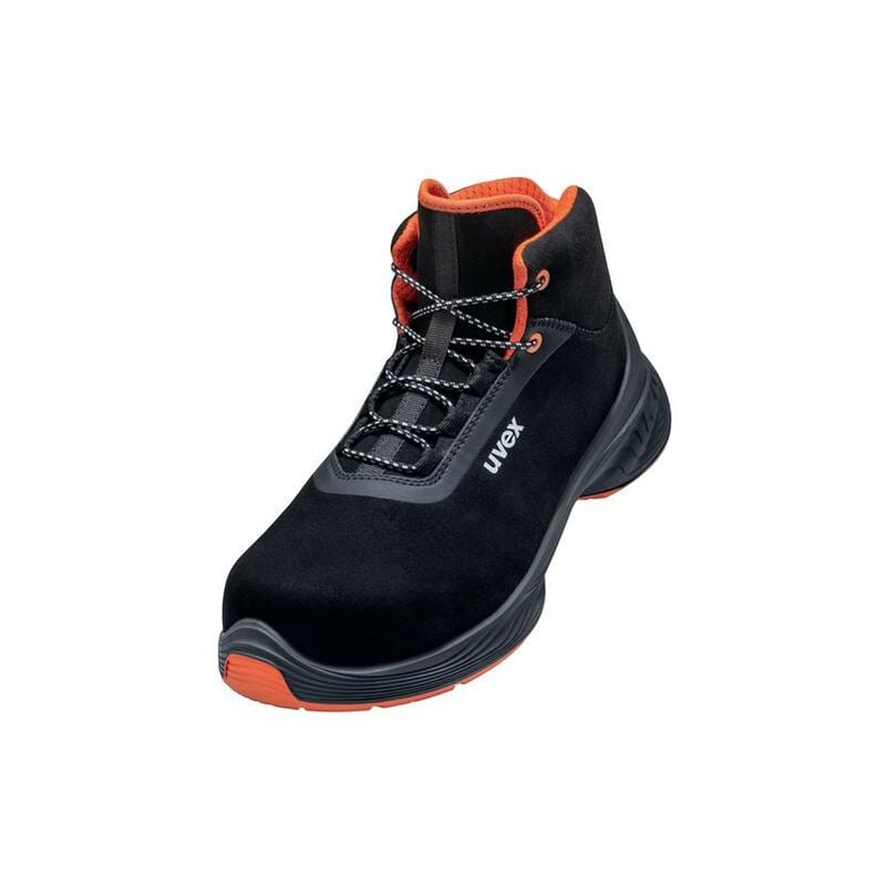 Uvex 1 G2 Stiefel S2, Sicherheitsstiefel mit uvex xenova® Zehenschutzkappe, schwarz/rot, Weite 11, Gr. 43