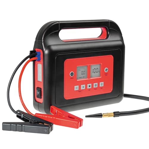 WALTER WWS-SKP12-C01, 12V Li-Ion Starthilfegerät mit Kompressor, 800A Starthilfe, inkl. USB 3.0 & USB-C Anschlüsse, LED-Leuchte mit 3 Modi