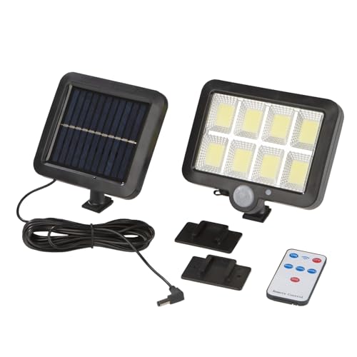 EASYmaxx Bewegungsmelder Solar-Strahler, 300 Lumen mit 8 COB-LEDs, mit Fernbedienung und Dämmerungssensor