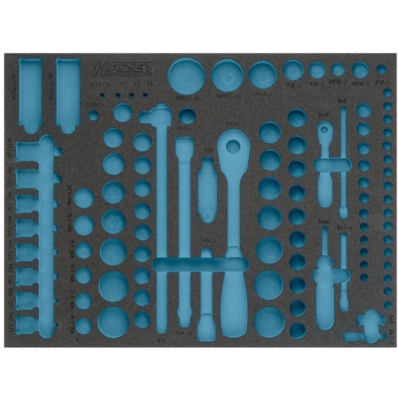Hazet 2-Komponenten Weichschaum-Einlage für Art.Nr. 163-369/104, unbestückt, 519 x 392 mm, Ordnungssystem Größe 3/3+