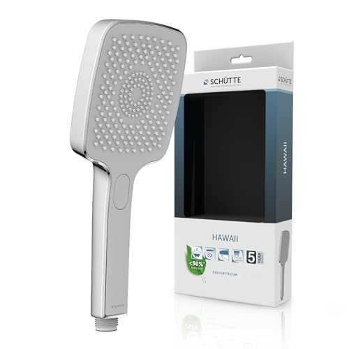 Schütte Handbrause HAWAII, 3-fach verstellbar mit Antikalknoppen, wassersparend, rund, für Duschinstallation