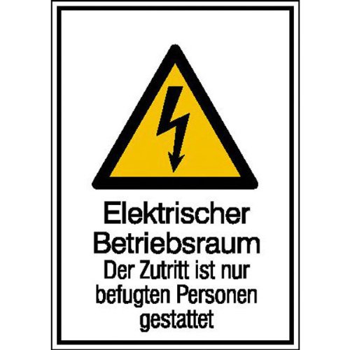 Betriebsausstattung24® Warn-Kombischild „Elektrischer Betriebsraum - Der Zutritt ist nur befugten Personen gestattet“ | Sicherheitsschild/Warnschild | Betriebssicherheit | Aluminium , 21,0 x 29,7 cm